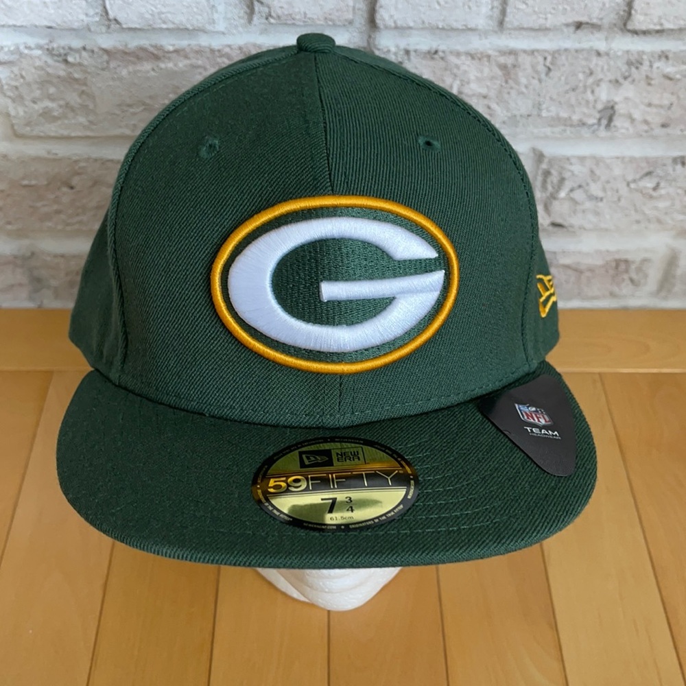 Hat New Era Wool Fitted Green Bay Packers Sz 7 3/4